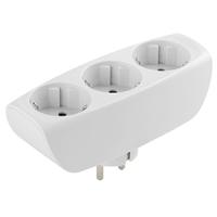 Разветвитель 3-мест 16А заземление белый прямоугольник пластик ЭРА 