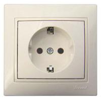 Мира бежевый розетка скрытая 1-мест заземление IP20 
