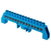 Шина нулевая 8*12 14групп комбинированный DIN-изолятор типа "Стойка" синий на DIN-рейку/монтажную па