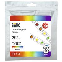 Лента свд 12В 14,4Вт/м 60свд/м RGB 5050 IP65 IEK 3м