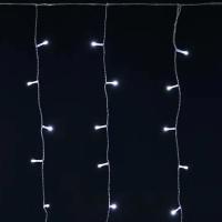 Гирлянда занавес 2*2м белый 240свд соединяемая IP44 прозрачный провод 