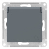 Атлас грифель розетка скрытая 1-мест заземление с крышкой шторки IP20 