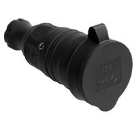 Розетка переносная 16А заземление черный каучук IP44 IEK 