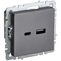 BRITE Роз. USB A+C 18Вт РЮ11-1-БрС сталь IEK