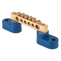 Шина нулевая 8*12 6групп 2 угловых изолятора синий  EKF