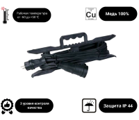 Удлинитель 1-мест 10м КГ 3*1,5 черный рамка IP44 PlexUp 