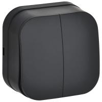 Глори черный выключатель 2кл открытая 10А IP20  