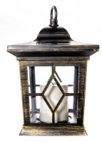 Светильник уличный на солнечных батареях подвесной Bronze lantern эффект пламени