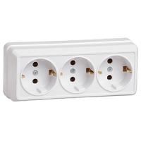 Октава белый розетка открытая 3-мест заземление IP20 