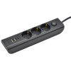 Удлинитель 3-мест 2м ПВС 3*1 черный 3*USB IEK  MODERN