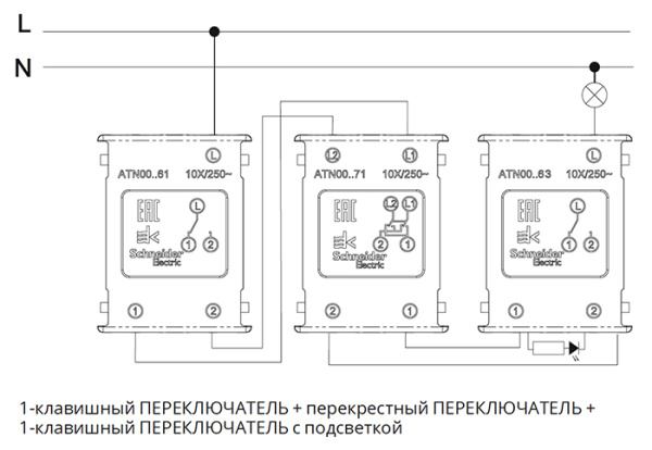 AtlasDesign белый переключатель перекрестный 1кл скрытая 10А IP20 быстрозажим.клем.  