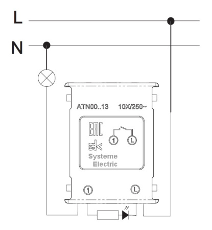 AtlasDesign грифель выключатель 1кл с подсветкой скрытая 10А IP20 